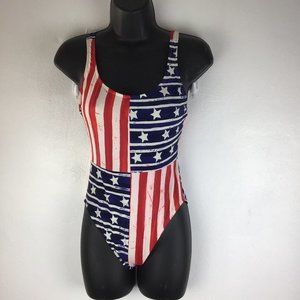 Backflips American Flag One-Piece Swimsuit Sz 16T